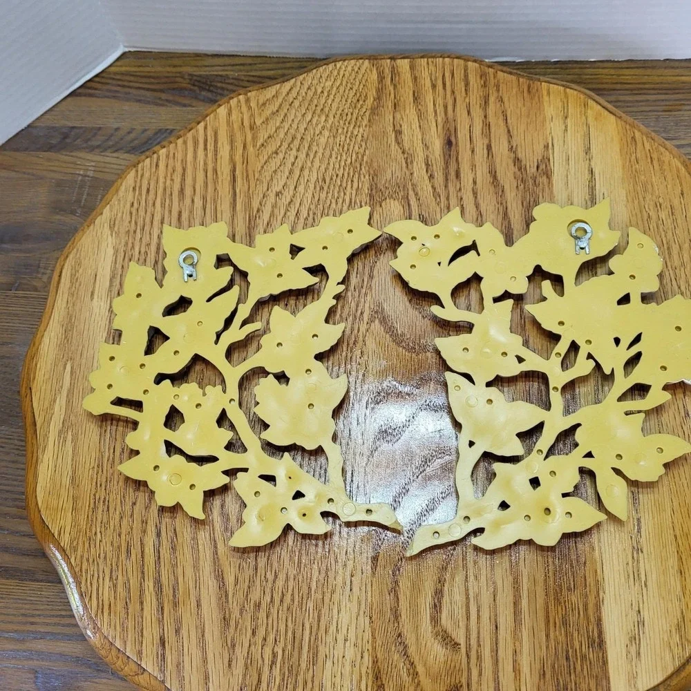Pair VTG Burwood Dogwood Branch Wall Hangkng Decor Floral Set 1986 Made In USA